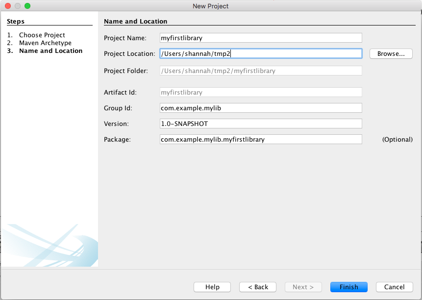 netbeans new project name and location